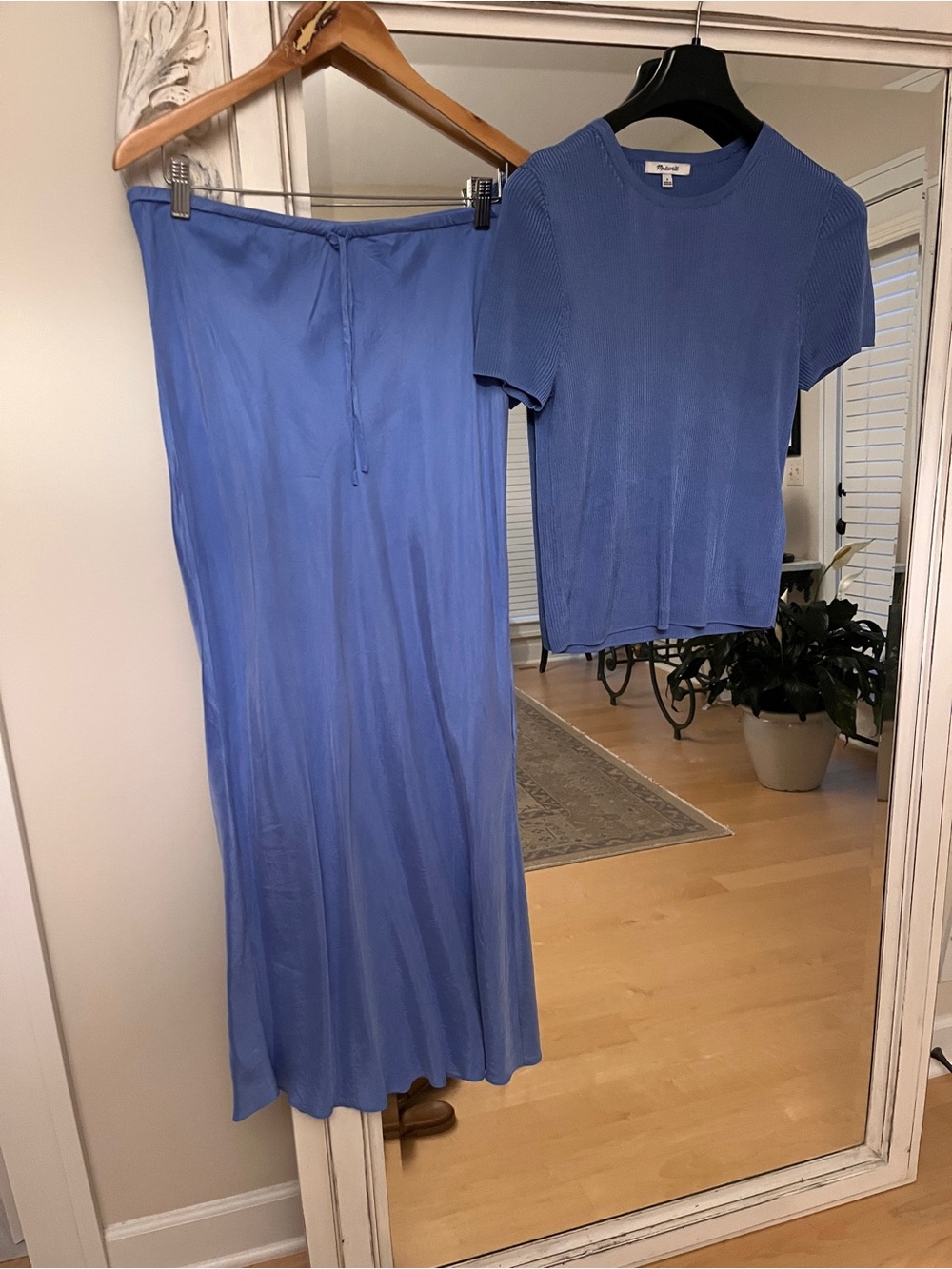 Madewell silky maxi skirt and matching sweater